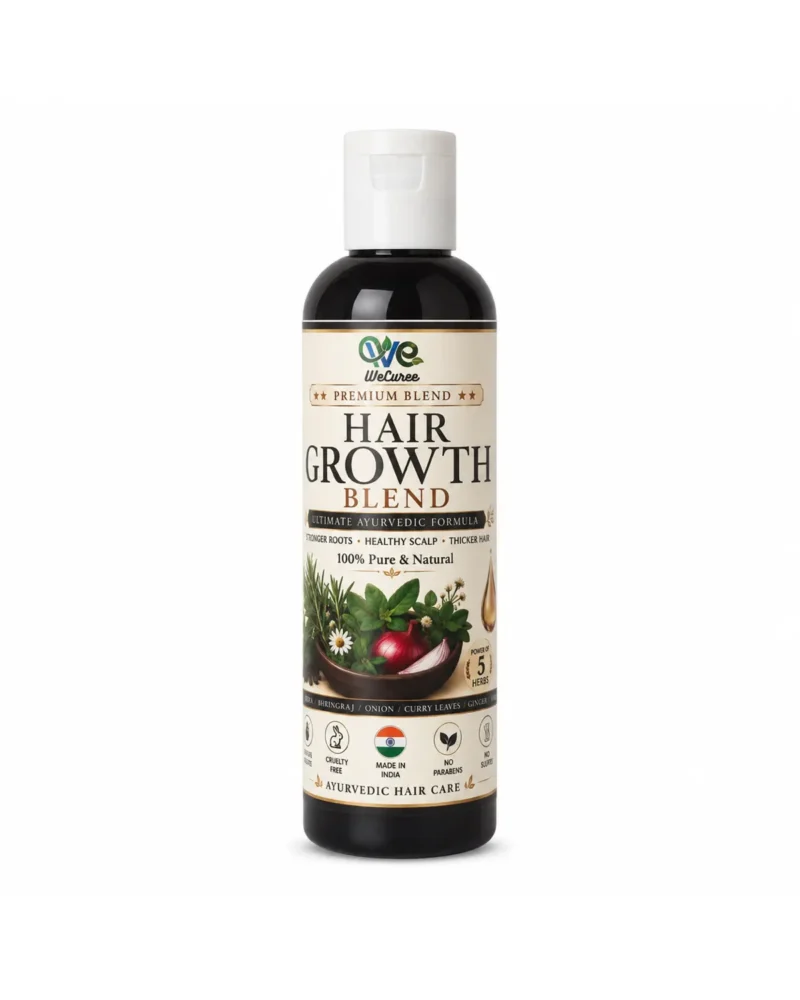 WeCuree Hair Growth Blend bottle - bhringraj, amla, rosemary and brahmi hair oil